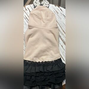 Light Pink and Black Ruffled Dog Dress with Hood Lg